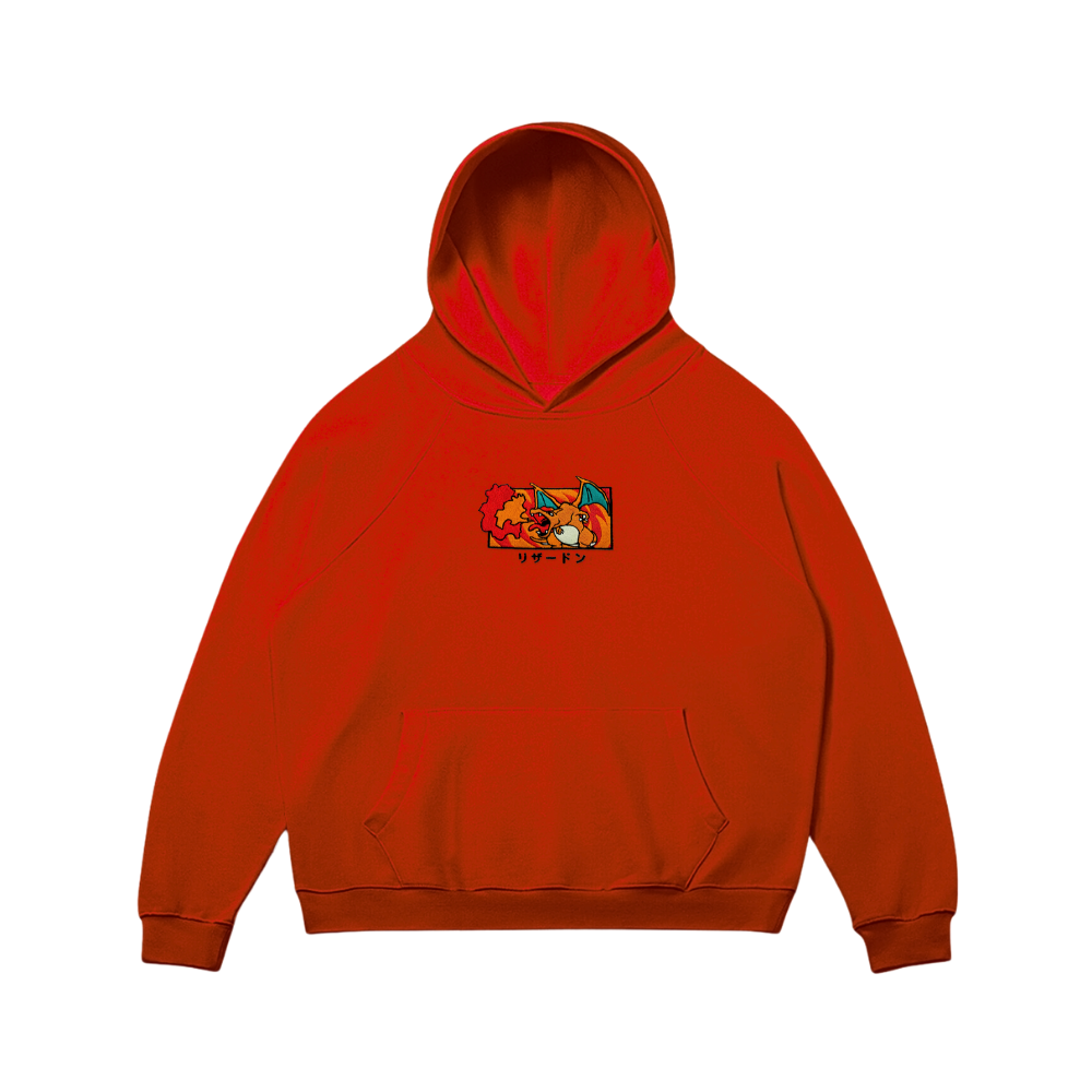 Toka Fire Red Embroidered Sweatshirt Hoodie Hoodie Red S