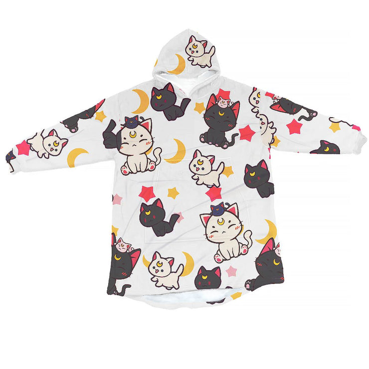 Sailor Moon Cat Sherpa-Lined Hoodie Blanket