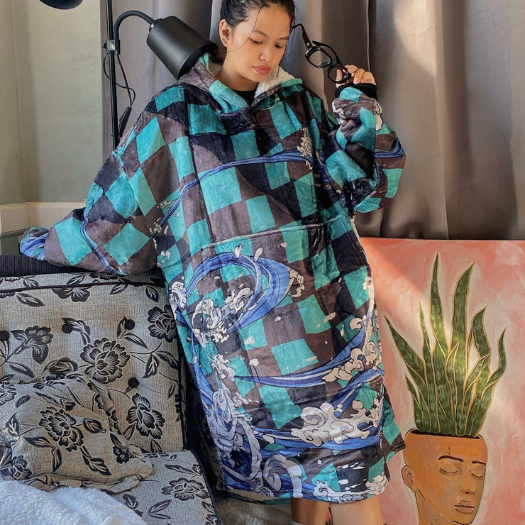 Water Breathing Sherpa-Lined Hoodie Blanket