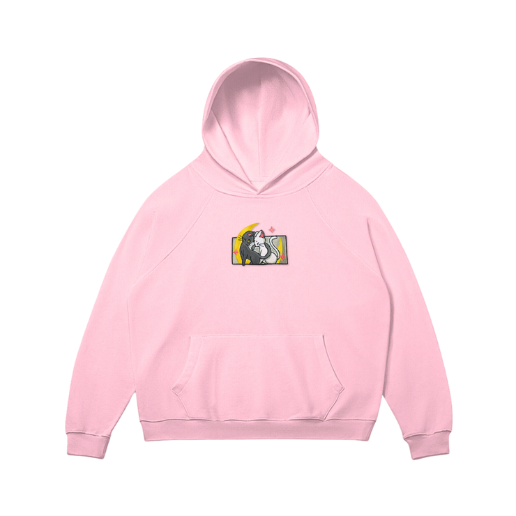 Toka Hoodie / Pink / S Moon Cats Embroidered Sweatshirt/Hoodie