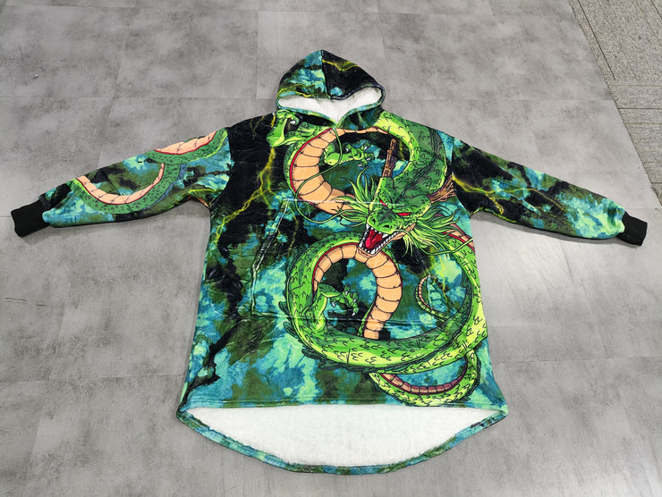 Wishing Dragon Sherpa-Lined Hoodie Blanket