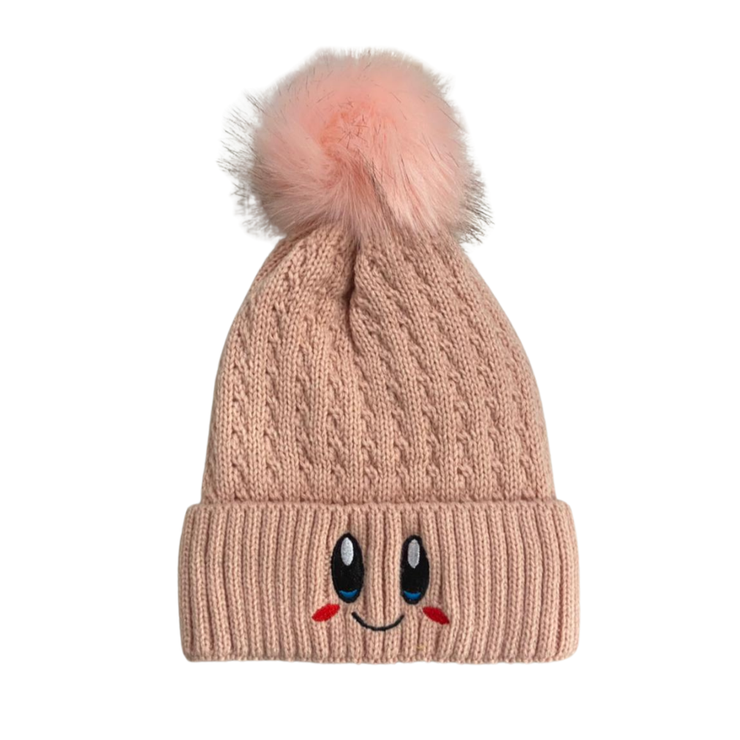 Gilgamesh Kawaii Soft Face Thick-Knit Pom Beanie