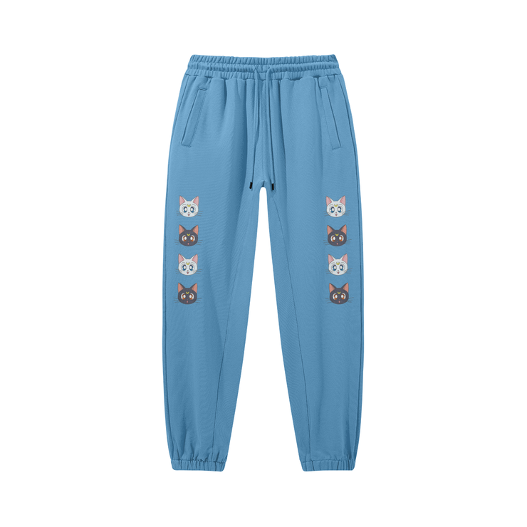 PODpartner Pastel Blue / S Moon Cat Sweatpants