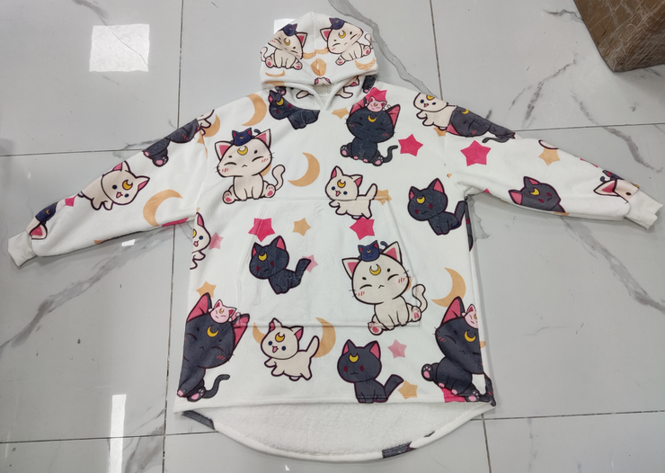 Gilgamesh Hoodie Blanket Sailor Moon Cat Sherpa-Lined Hoodie Blanket