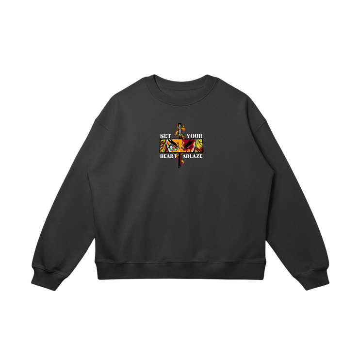 Toka Sweatshirt / Black / S Heart Ablaze Embroidered Sweatshirt/Hoodie