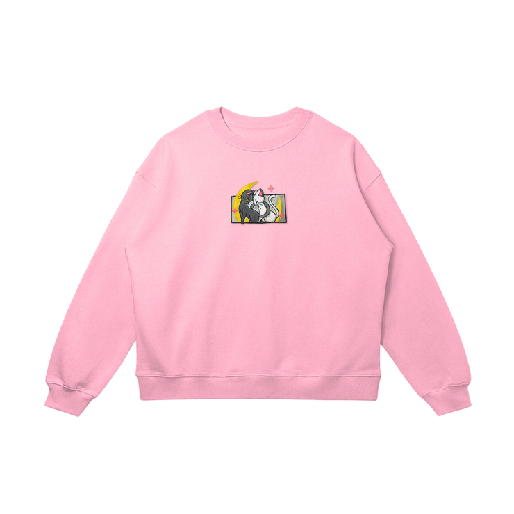 Toka Sweatshirt / Pink / S Moon Cats Embroidered Sweatshirt/Hoodie