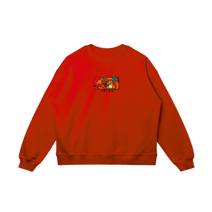 Fire Red Embroidered Sweatshirt Hoodie