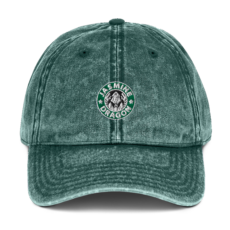 Gilgamesh Washed Green Jasmine Dragon Embroidered Cap