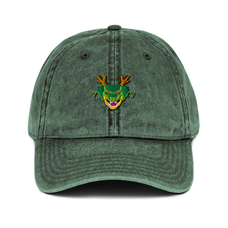 Toka Washed Green Wishing Dragon Embroidered Cap